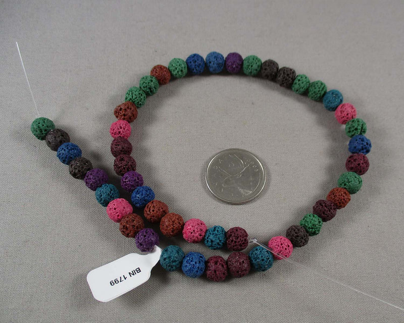 Dark Rainbow Lava Beads Round Various Sizes