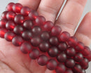 Dark Red Frosted Glass Beads Various Sizes