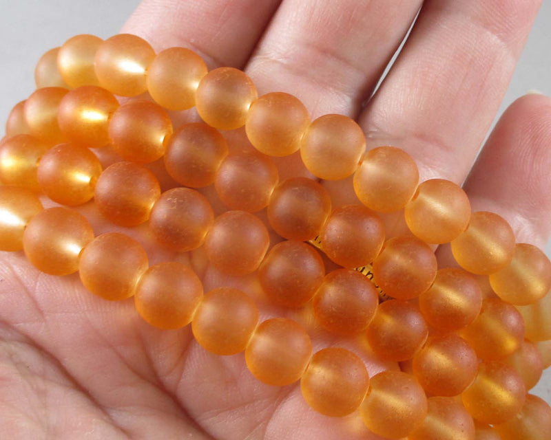 Orange Frosted Glass 8mm Beads 31" Strand (2016)
