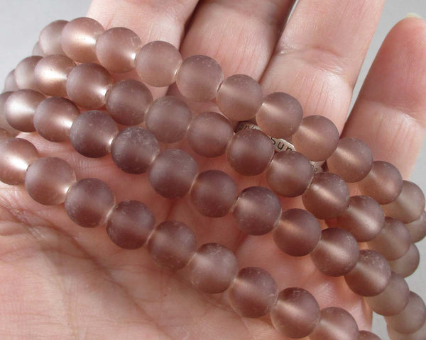 Brown Frosted Glass 8mm Beads 31" Strand (2014)