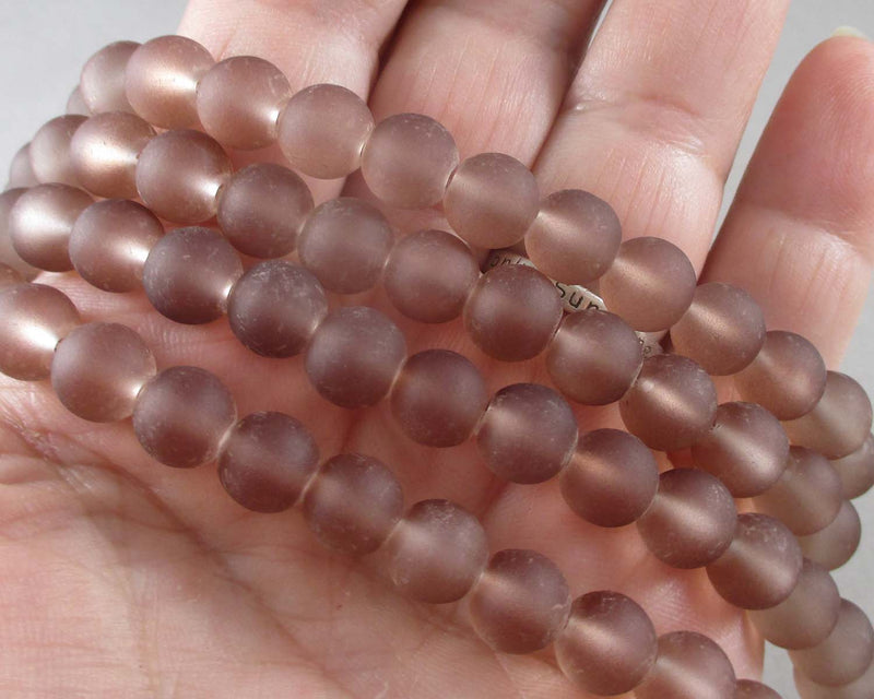 Brown Frosted Glass 8mm Beads 31" Strand (2014)