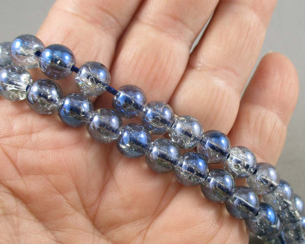 Blue Aura Crackle Quartz Beads Round 8mm (C255)