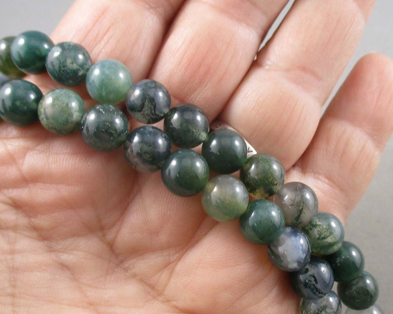 moss agate round beads