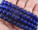Dark Blue Frosted Glass Beads Various Sizes