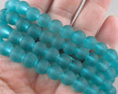 Sea Green Frosted Glass Beads Various Sizes