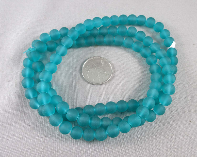 Sea Green Frosted Glass Beads Various Sizes