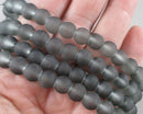 Grey Frosted Glass Beads 31" Various Sizes