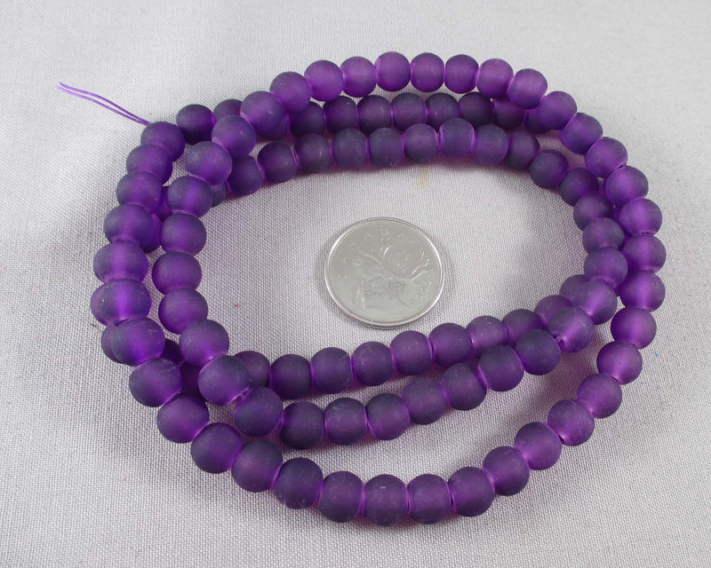 Purple Frosted Glass Beads Various Sizes