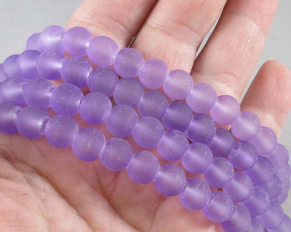 Light Purple Frosted Glass Beads Various Sizes
