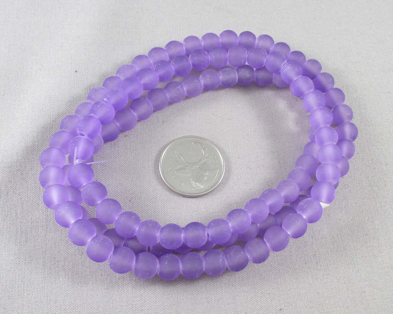 Light Purple Frosted Glass Beads Various Sizes