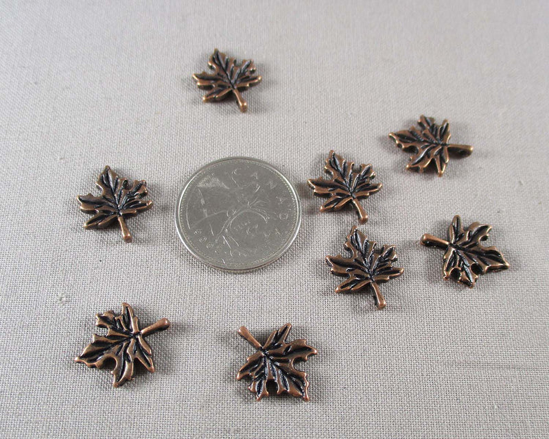 Maple Leaf Charms Red Copper 16pcs (0386)