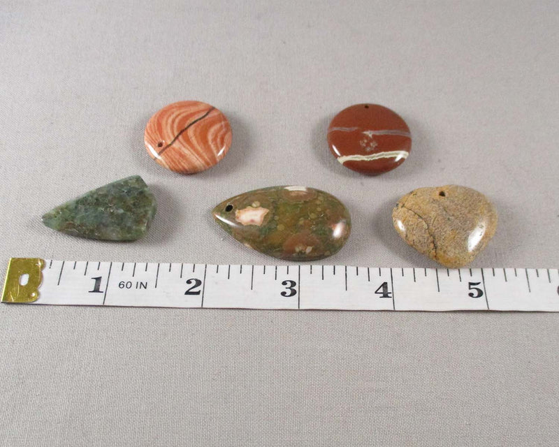 Mixed Gemstone Pendants (Drilled) 2pcs (1791)