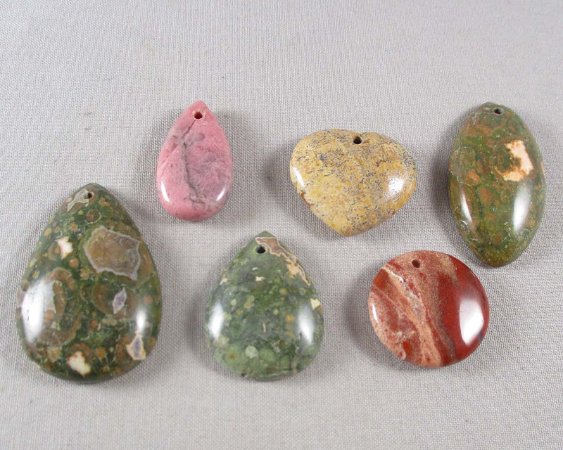Mixed Gemstone Pendants (Drilled) 2pcs (1791)