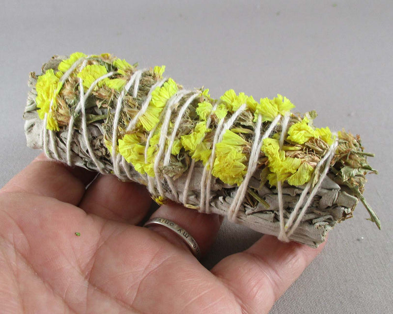 Yellow Sinuata Flower & California Sage Stick 1pc A495