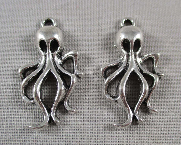 Octopus Charm Silver Tone 6pcs (1819)