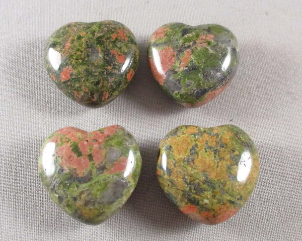 Unakite Puffy Heart 1" (Drilled) 1pc T539