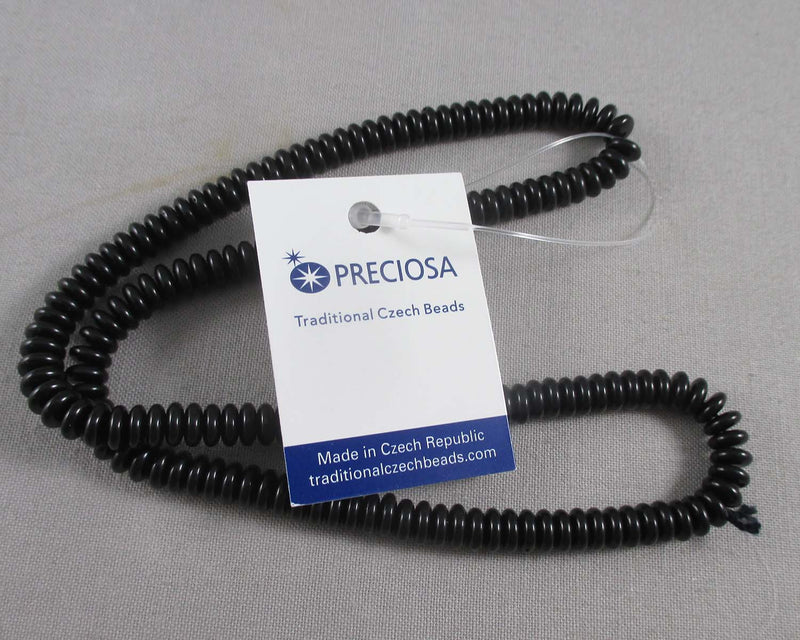 Preciosa Czech Glass Rondelle Beads (Jet Black) (0695)