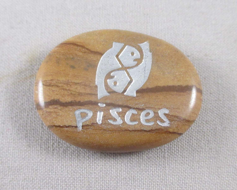 60% OFF!  Pisces Zodiac Palm Stone Picture Jasper (Feb19-Mar20) Z122