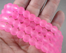 Pink Frosted Glass Beads Various Sizes