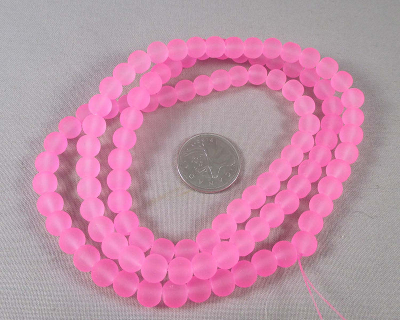 Pink Frosted Glass Beads Various Sizes
