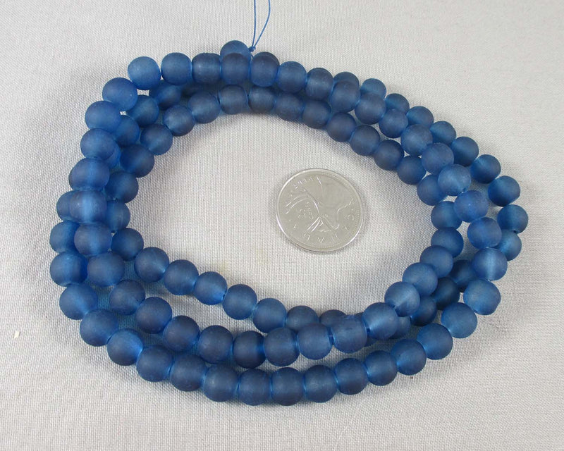 Marine Blue Frosted Glass Beads Various Sizes
