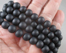 Black Frosted Glass Beads 31" Various Sizes