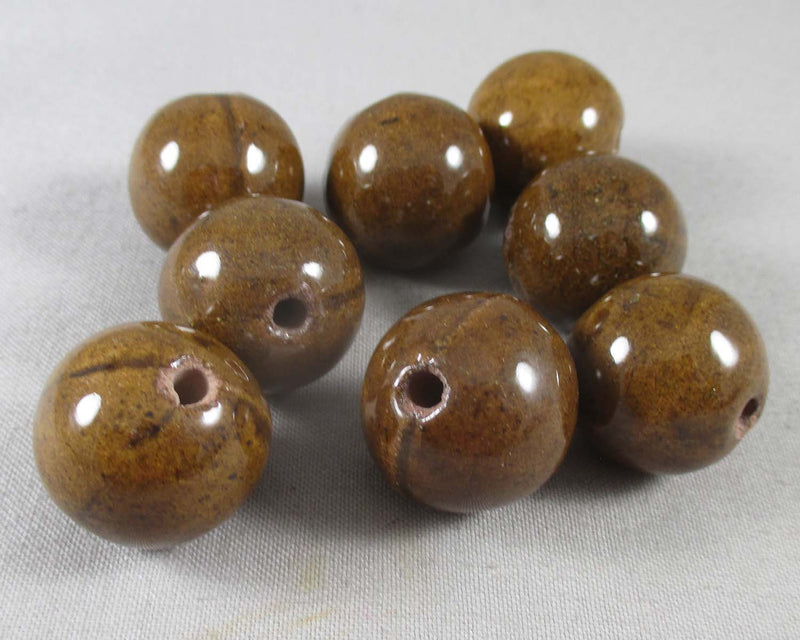 Brown Porcelain Beads 21mm Round 8pcs (A183)