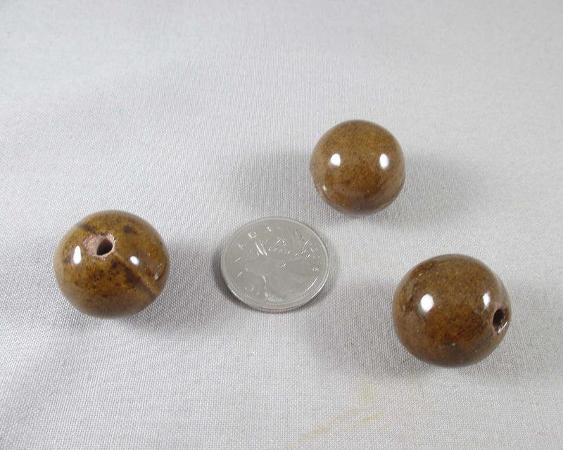 Brown Porcelain Beads 21mm Round 8pcs (A183)
