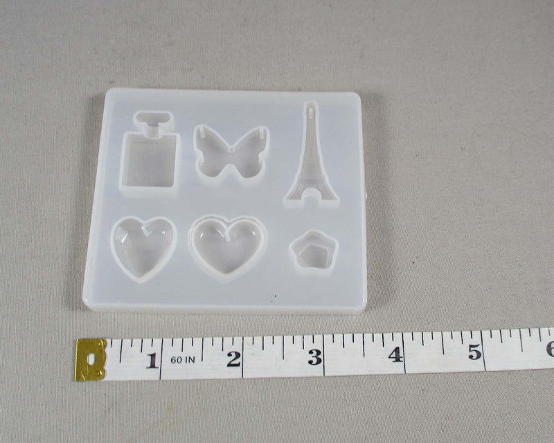 Silicone Resin Mold DIY 6 Mixed Shape Pendants 1pc (1509)