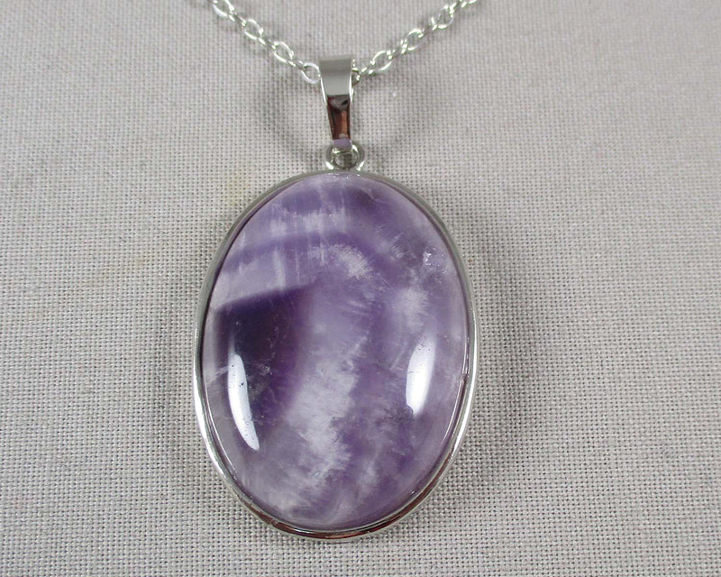 Amethyst Oval Pendant Necklace 1pc (1732)