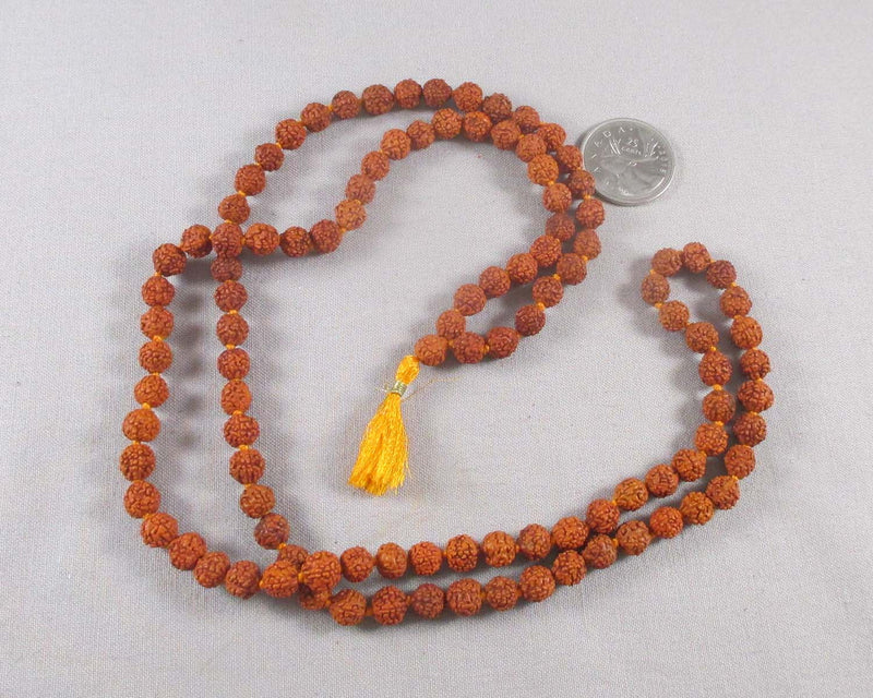 108 Bead Rudraksha Seed Mala Necklace (Knotted) 1pc T363