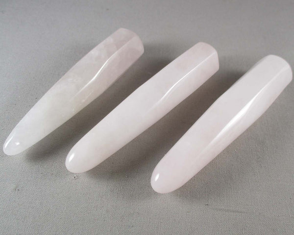 Rose Quartz Crystal Wand Faceted 1pc T158