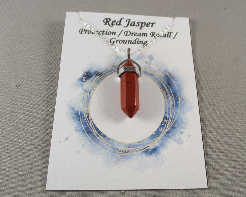 Red Jasper Point Pendant Necklace 1pc (0554)