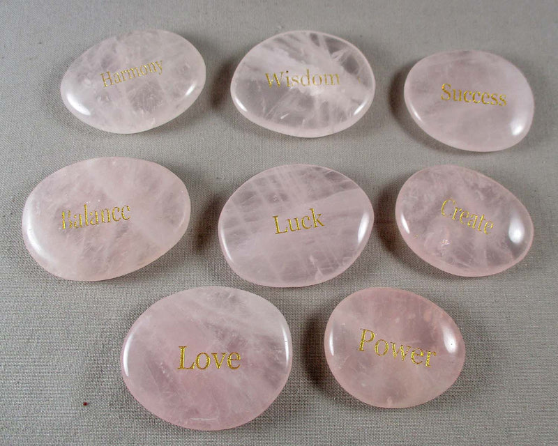 Rose Quartz Inspirational Word Stone 1pc (1433)