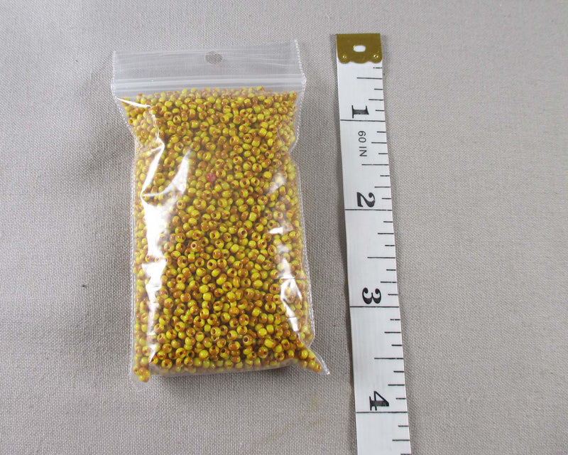 12/0 Seed Beads Red/Yellow 2x2mm 50grams (2027)