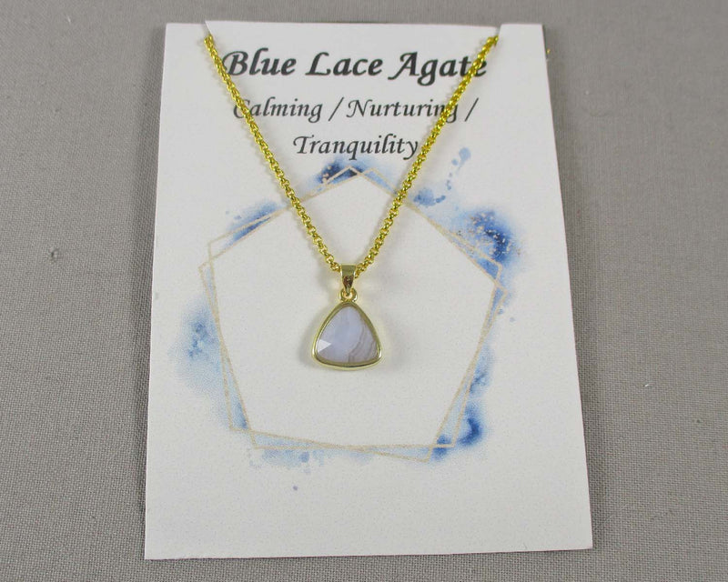 Blue Lace Agate Pendant Necklace 1pc (0477)