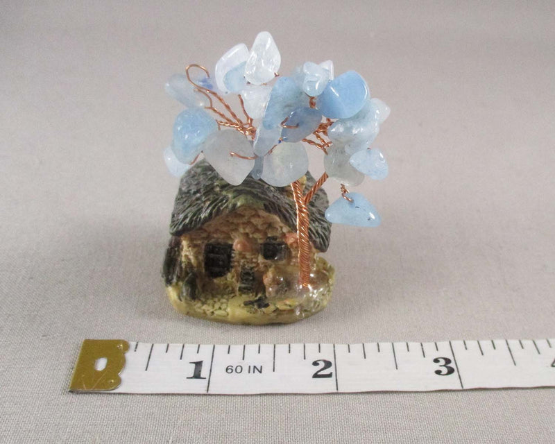 Aquamarine Gemstone Tree with Cottage 1pc (2408)