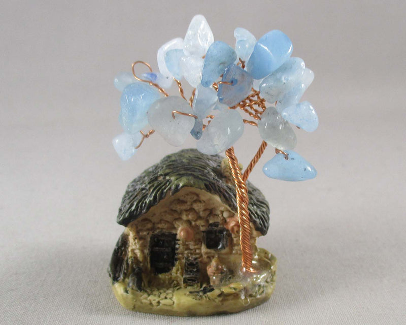 Aquamarine Gemstone Tree with Cottage 1pc (2408)
