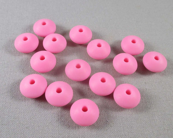 Hot Pink Silicone Beads 15mm Abacus (Food Grade) 15pcs (Z046)