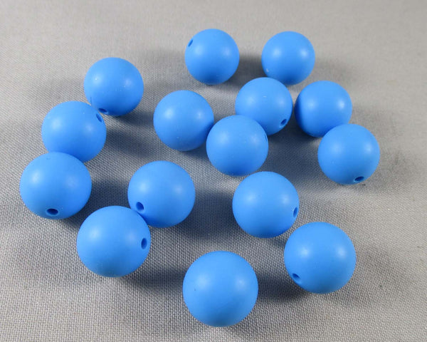 Sky Blue Silicone Beads 15mm Round (Food Grade) 15pcs (Z027)