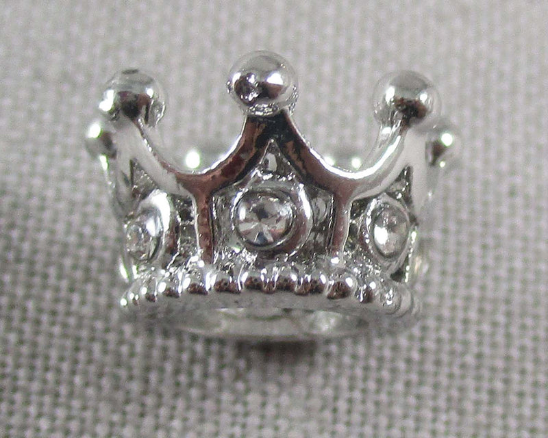 Silver Tone Crown Spacer Beads 3pcs (0571)