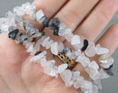 Tourmaline in Quartz Beads Chip Strand 33" Med (G040-1)