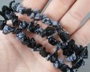Snowflake Obsidian Beads Chip Strand 33" Med (G048-1)