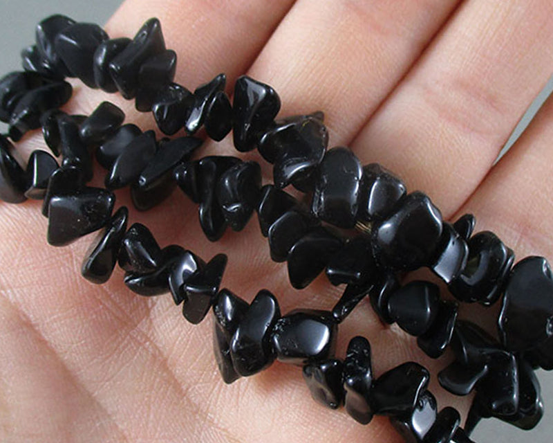 Obsidian Beads Chip Strand 33" Med (G036-1)
