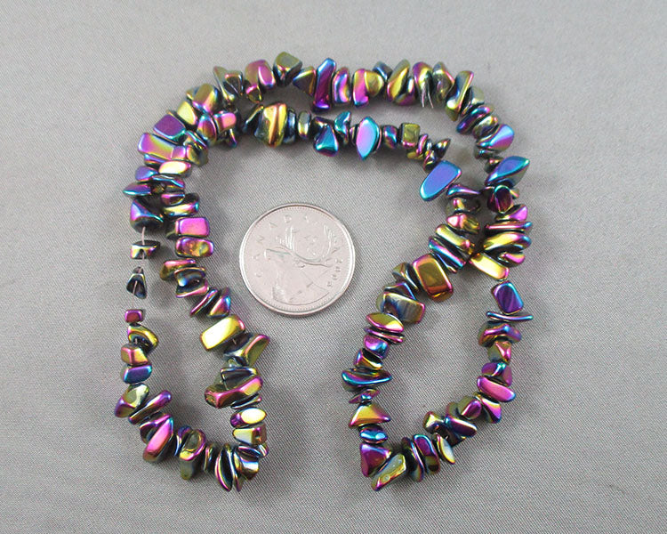 Rainbow Non-Magnetic Hematite Beads Chip Strand 15" Med (1168)