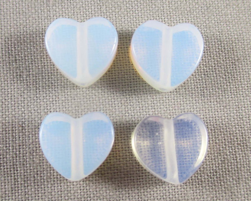 Opalite Heart Beads 10mm 8pcs (1161)