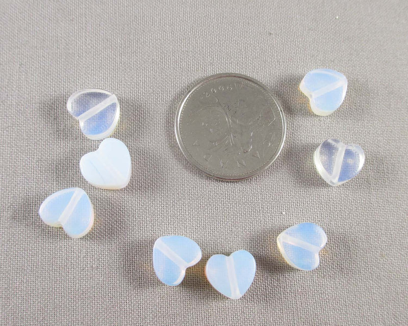 Opalite Heart Beads 10mm 8pcs (1161)