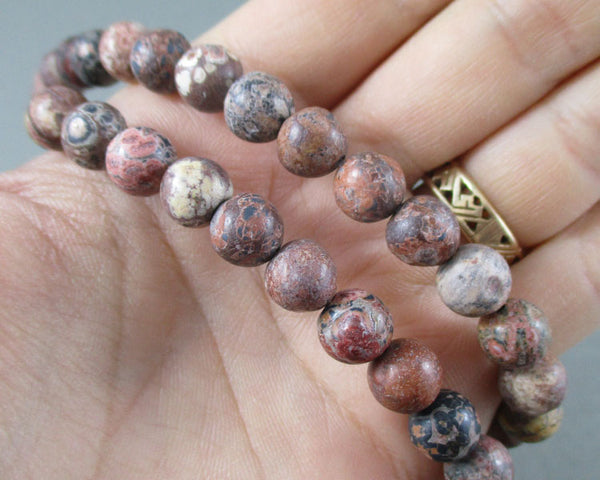 Leopard Skin Jasper Bead Strand Round Various Sizes