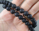 Black Lava Beads Round Waxed Various Sizes
