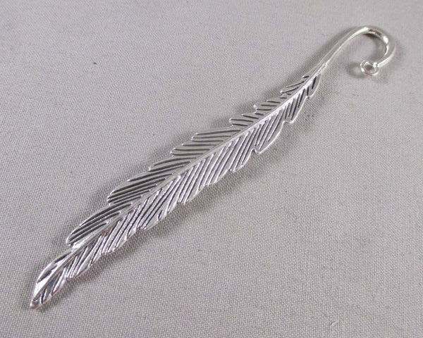 Feather Bookmark Charm Silver Tone 1pc (2049)